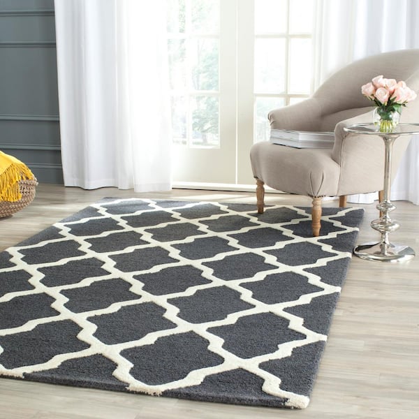 Cambridge Dark Gray/Ivory 4 ft. x 4 ft. Square Trellis Geometric Area Rug
