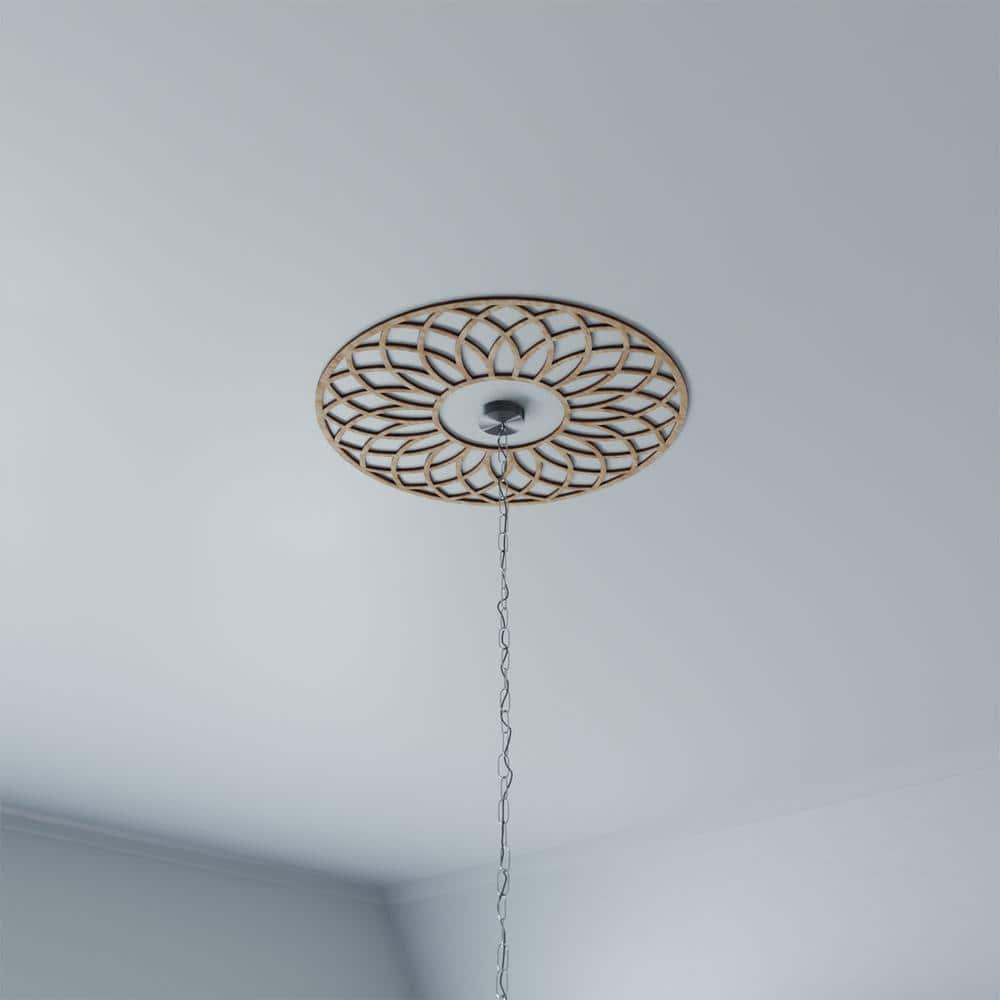 18" Round Unfinished Oak Ceiling Medallion with Pierced Design