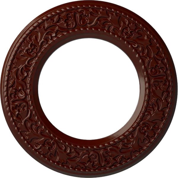 Ekena Millwork 3/4" x 13-3/8" x 13-3/8" Polyurethane Jet Blackthorn Ceiling Medallion, Brushed Mahogany