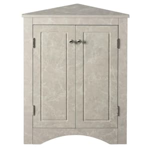 Triangle 17.20 in. W x 17.20 in. D x 31.50 in. H White Marble Linen Cabinet, Storage Cabinet with Adjustable Shelves