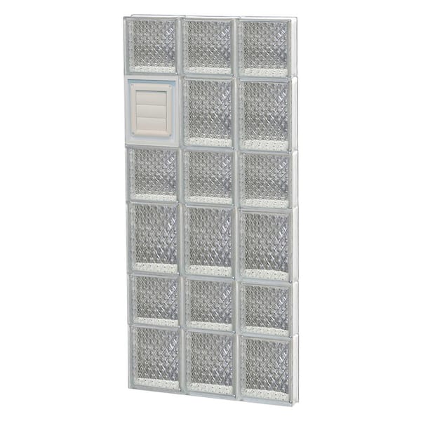 Clearly Secure 17.25 in. x 40.5 in. x 3.125 in. Frameless Diamond Pattern Glass Block Window with Dryer Vent