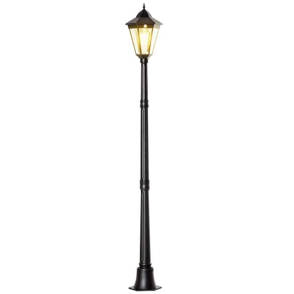 Garden Decor 77 in. Solar Lamp Post Light,Waterproof Aluminum Outdoor Vintage Street Lamp, Motion Activated Sensor,Black