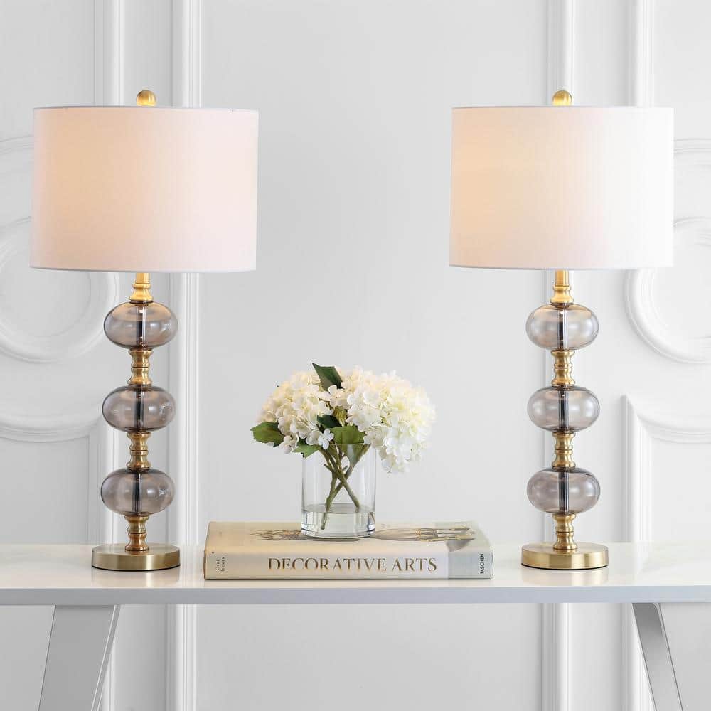 Marcelo Set of 2 Gold and Smoke Grey Table Lamps