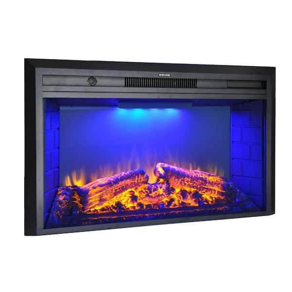 35.6 in. Antique Electric Fireplace Insert with 8.84 in. Depth, 3-Flame Colors, Timer and Remote Control