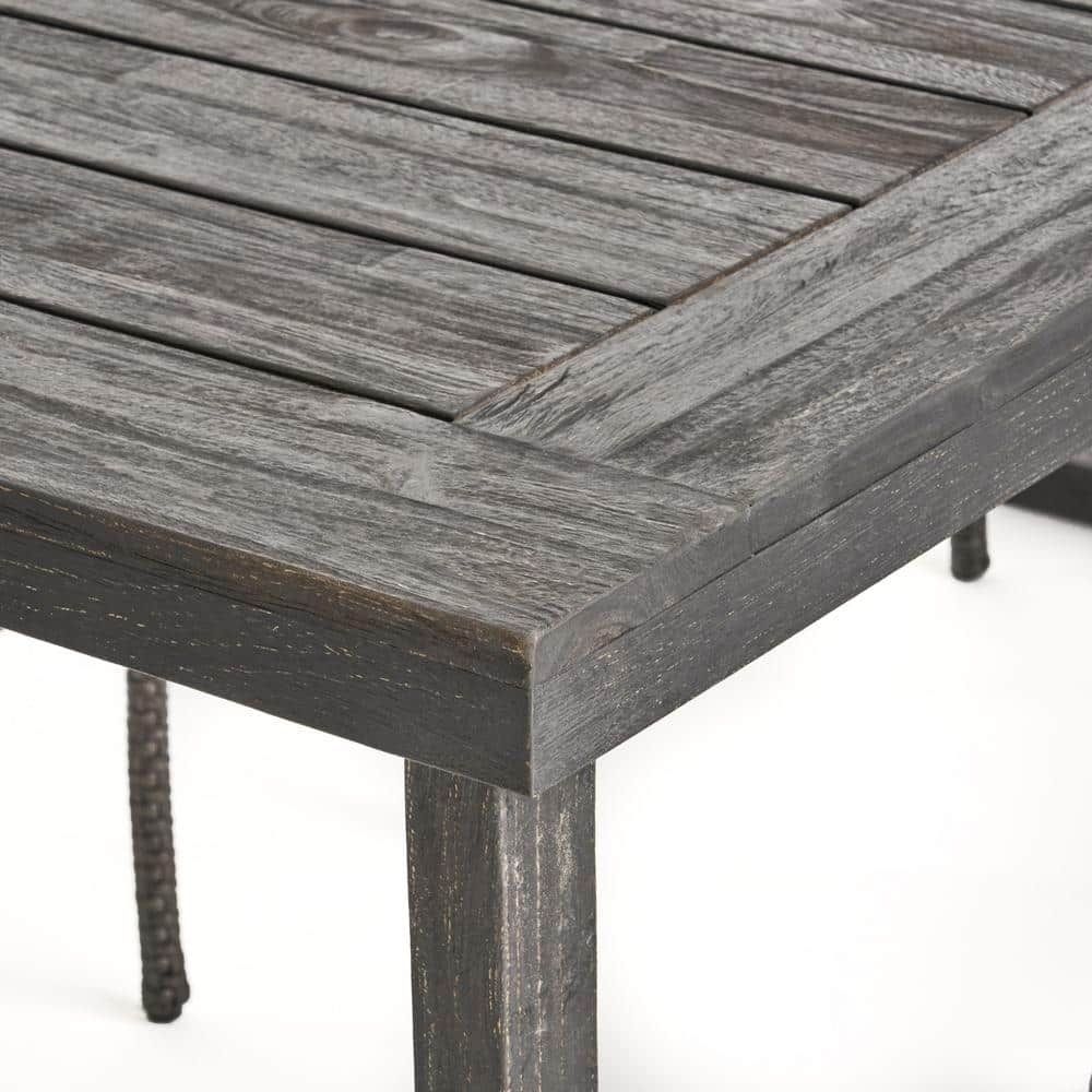 Sandblast Dark Grey 7-Piece Acacia Wood Dining Set with Cushions