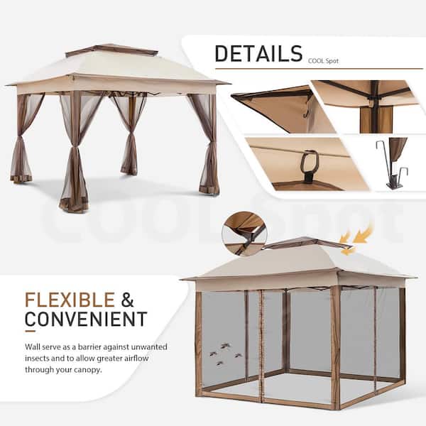 COOS BAY 11 ft. x 11 ft. Beige Steel Pop-Up Gazebo with