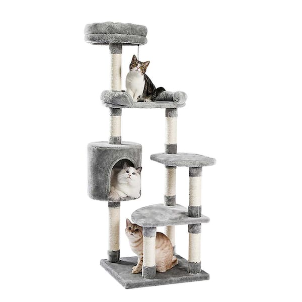 Unbranded 19.3in. Grey Multilayer Cat Stand with Cat Litter