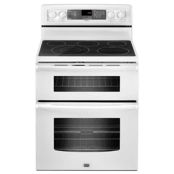 Maytag 6.7 cu. ft. Double Oven Electric Range with Self-Cleaning Convection Oven in White-DISCONTINUED