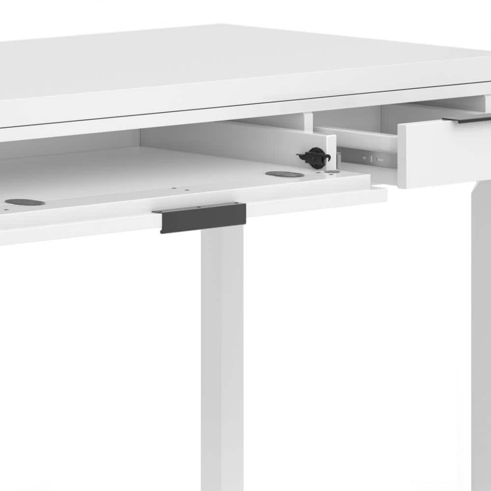 Hollander 60" White Solid Wood Desk with Drawers and Keyboard Tray