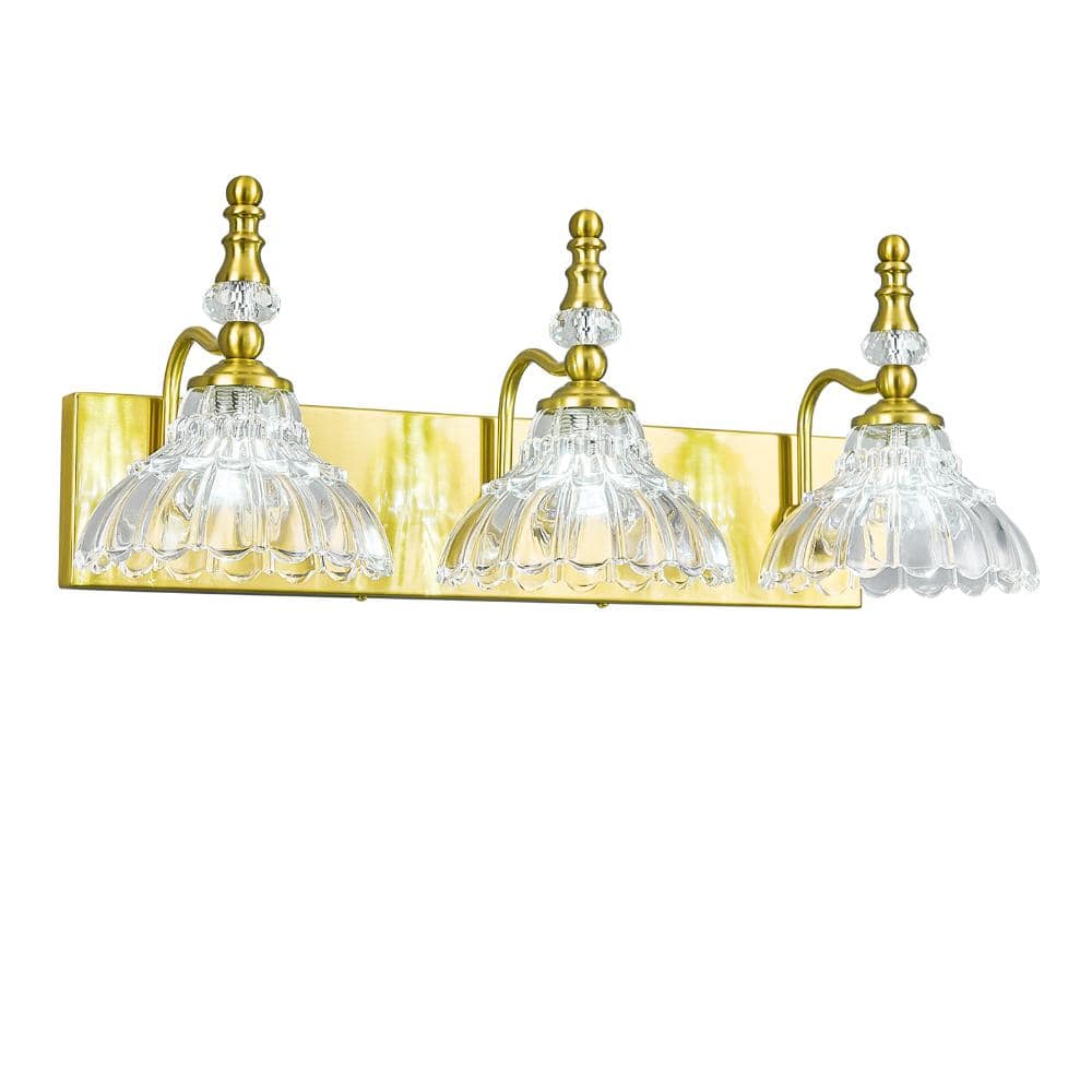22.83in 3-Light Gold with Flower Glass Shade Vanity Lights Suitable for Bathroom price history on PriceWatchPro