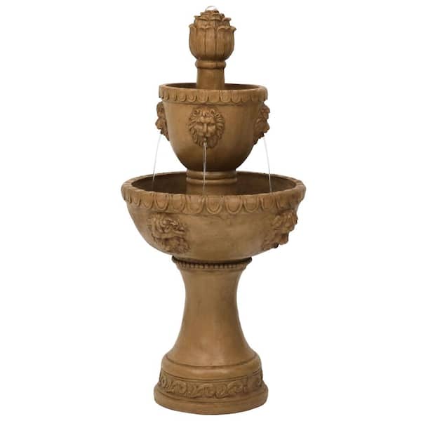 Sunnydaze 41 in. 2-Tier Contemporary Lion Outdoor Water Fountain