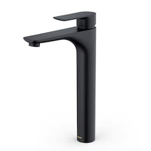 Kayes Single Handle Single Hole Vessel Bathroom Faucet with Matching Pop-Up Drain in Matte Black