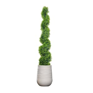 Artificial spiral topiary 71 in. fake spiral topiary Sustainable planter Indoor and outdoor planter Vintage Home
