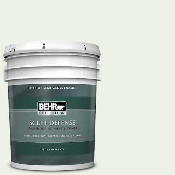 BEHR ULTRA 5 gal. #440C-1 Cool White Extra Durable Semi-Gloss Enamel Interior Paint & Primer