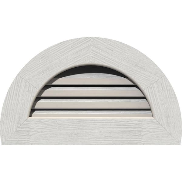 Ekena Millwork 19 in. x 12 in. Half Round Primed Rough Sawn Western Red Cedar Wood Paintable Gable Louver Vent