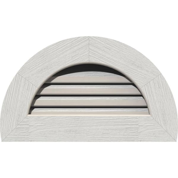Ekena Millwork 27" x 16" Half Round Primed Rough Sawn Western Red Cedar Wood Paintable Gable Louver Vent Functional