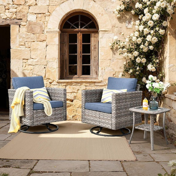 Toject Baldwin Gray 3-Piece Wicker Outdoor Patio Conversation