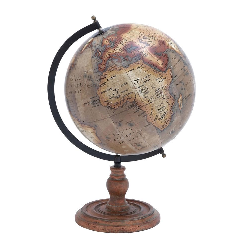 Litton Lane 19 in. Brown Mango Wood Rustic Decorative Globe 38135 - The ...