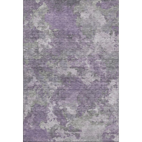 Mayfield Premium Machine Washable Abstract AMF1991 Purple 3 ft. x 5 ft. Area Rug