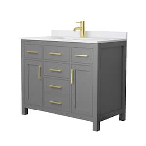 Beckett 42 in. W x 22 in. D x 35 in. H Single Sink Bathroom Vanity in Dark Gray with White Cultured Marble Top