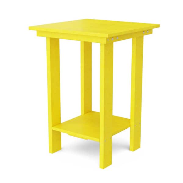 Contemporary Lemon Yellow HDPE Plastic Outdoor Balcony Side Table