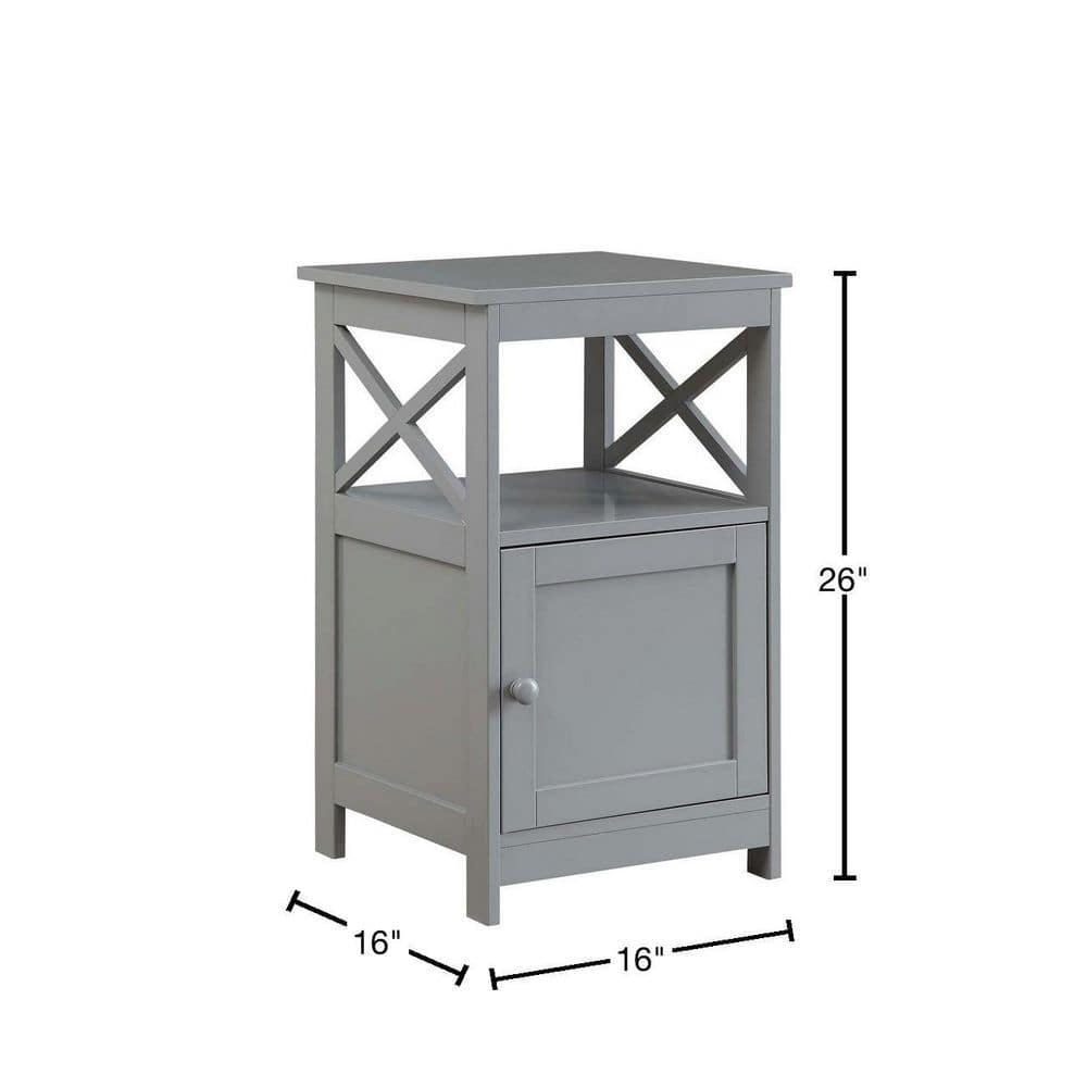 Contemporary Gray Square End Table with Storage Shelf