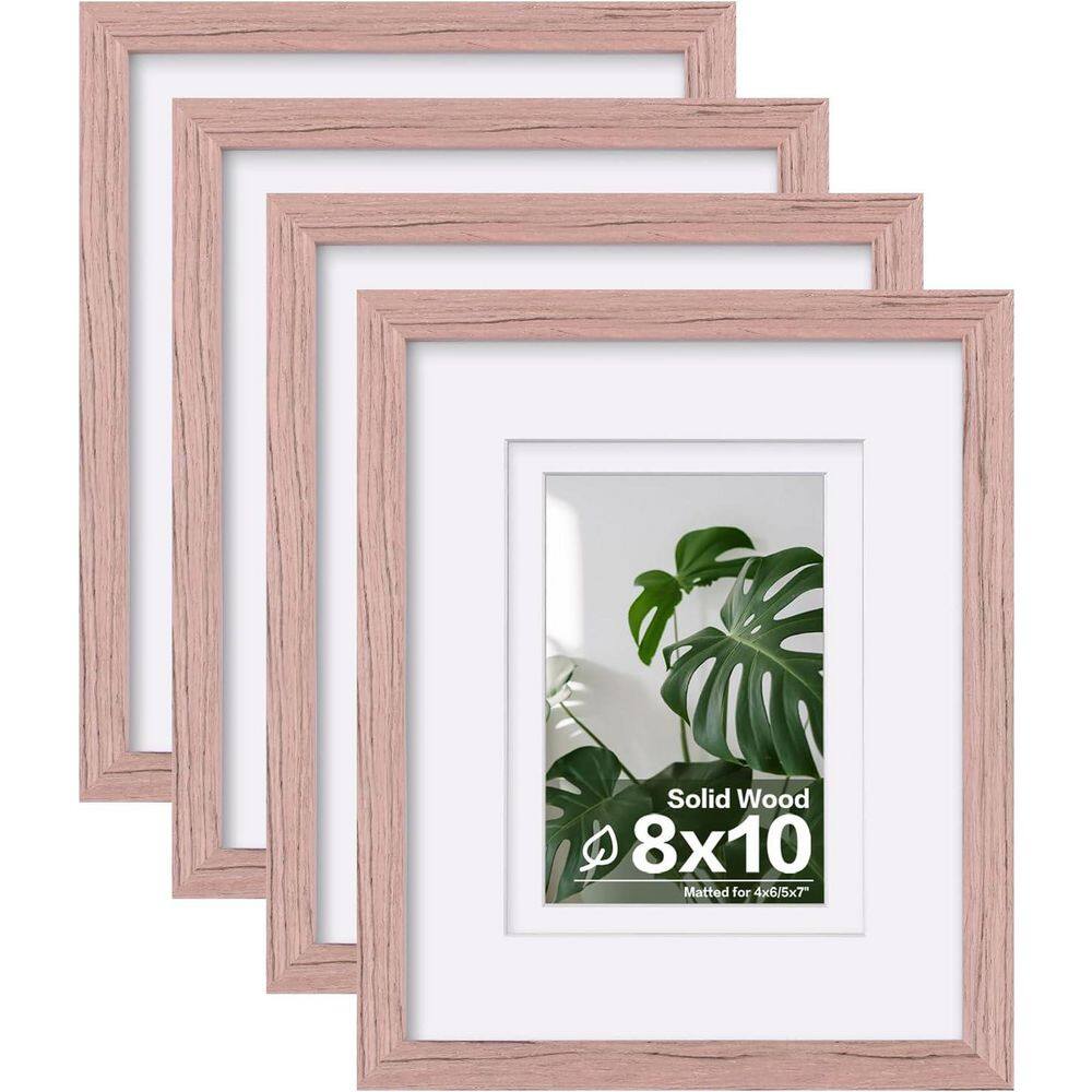 8 x 10 Matted Peach Pink Wood Hanging Picture Frame (Set of 4