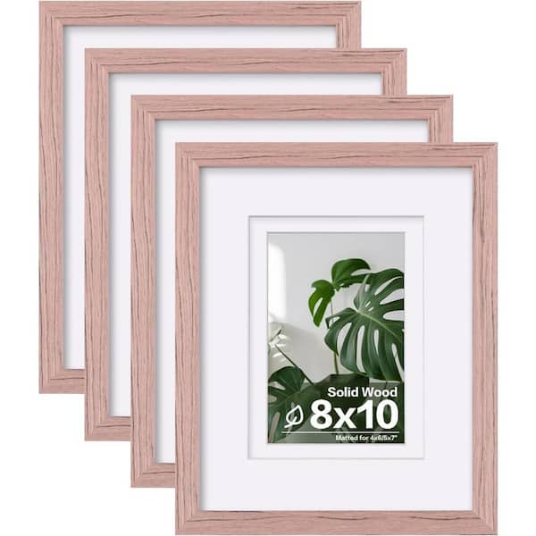 8 x 10 Matted Peach Pink Wood Hanging Picture Frame (Set of 4