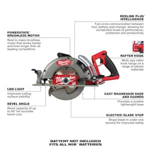 M18 FUEL 18V Lithium-Ion Cordless 7-1/4 in. Rear Handle Circular Saw, 12.0Ah. Battery and 8.0ah Starter Kit