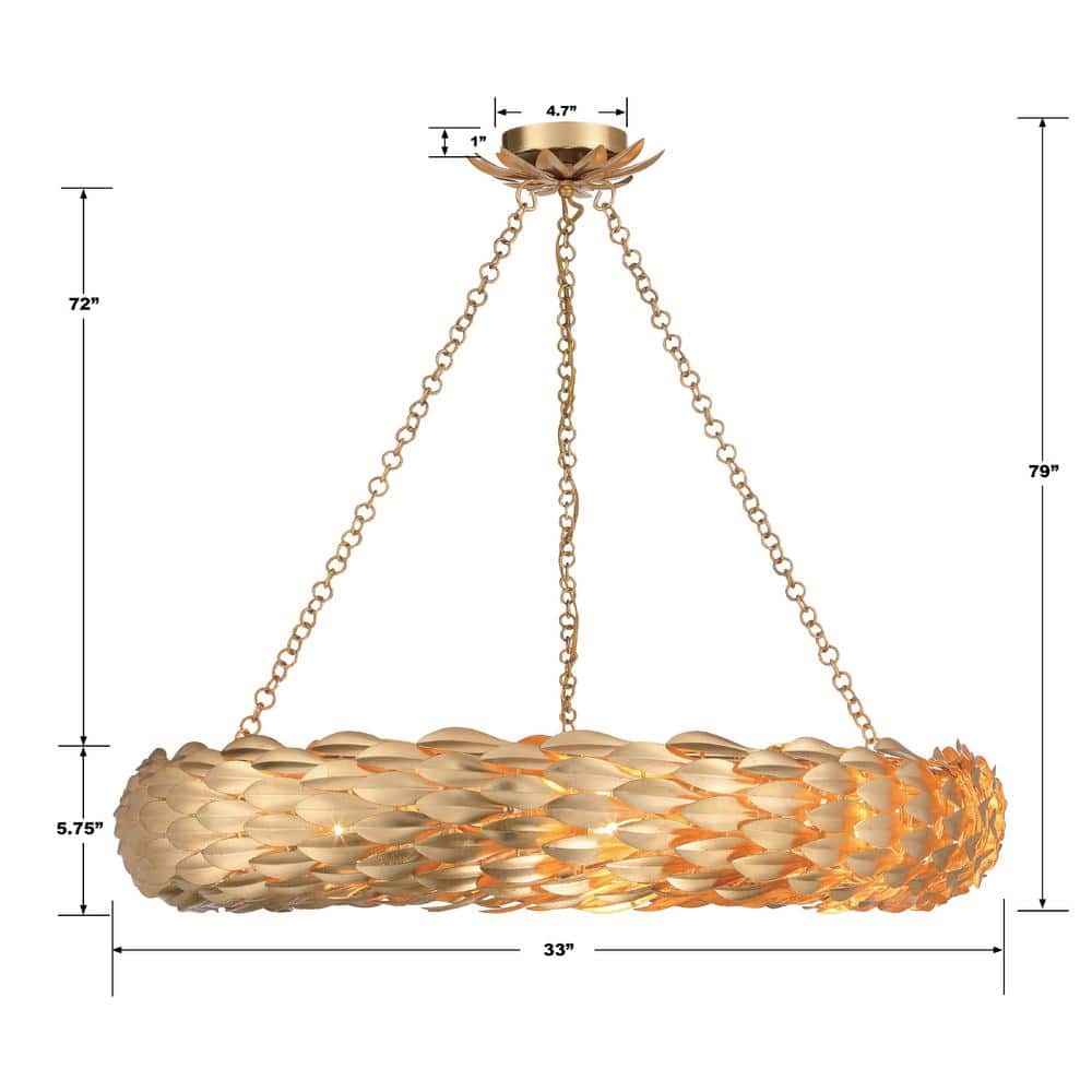 Antique Gold Crystal 8-Light Candle Chandelier