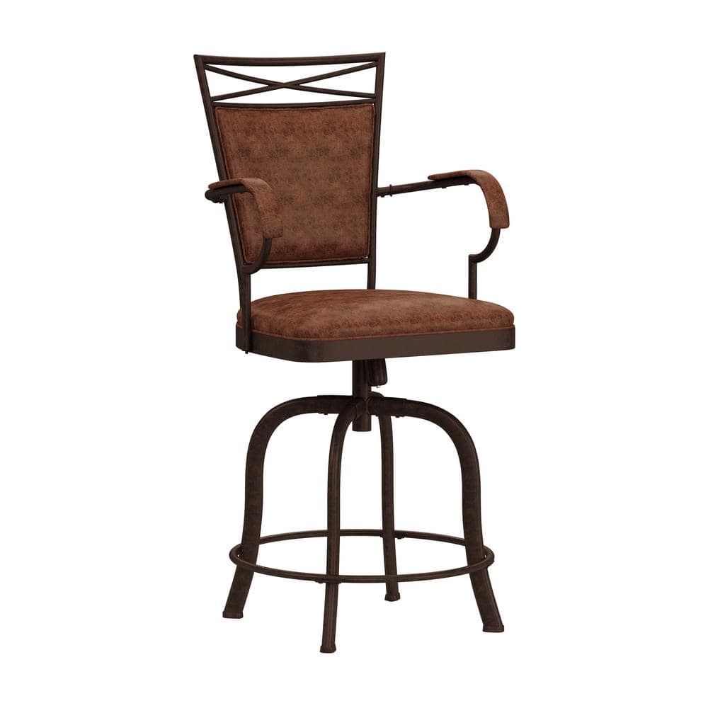 Bridgetown Swivel Counter Stool in Aged Bronze with Faux Leather