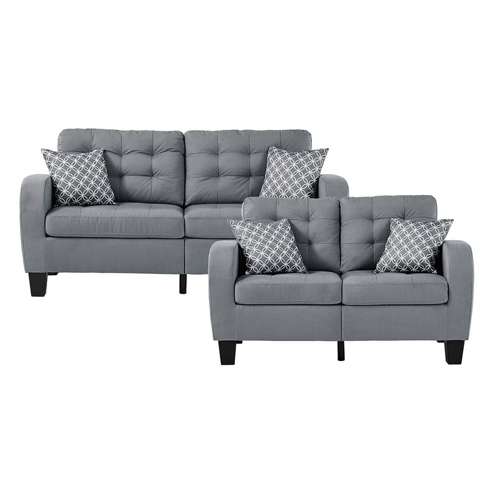 Forte 72.25 in. W Straight Arm Textured Fabric Rectangle 2-Piece Living Roo