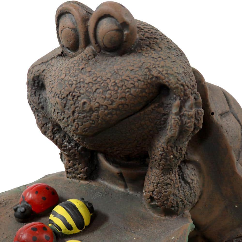 Sunnydaze 7.5-Inch Brown Concrete Turtle Tic Tac Toe Garden Statue