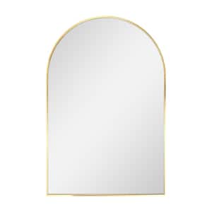 24 in. W x 36 in. H Medium Vallon Aluminum Arched Gold Wall Mirror- Thin Profile Contemporary