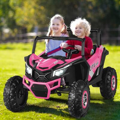 12-Volt Electric Kids Ride-On Car 2-Seater SUV Off-Road UTV with Remote Pink