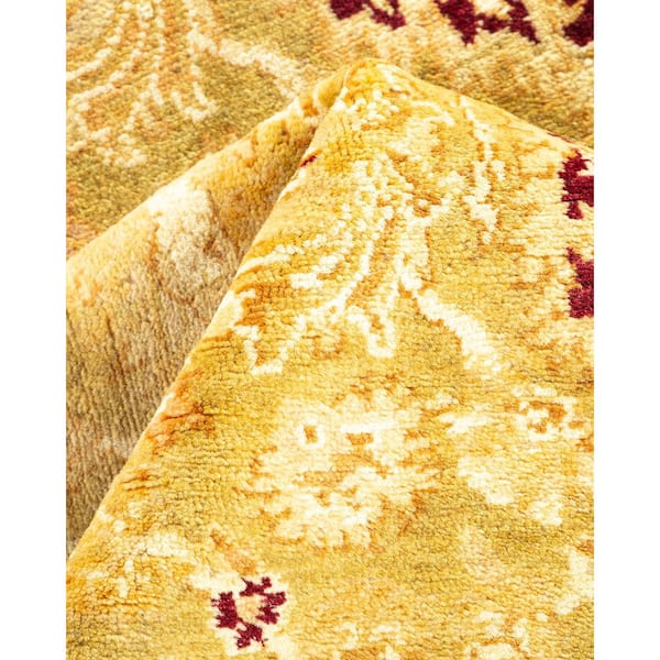 Mogul Green 6 ft. x 13 ft. Oriental Wool Indoor Runner Rug