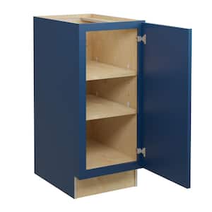 Grayson Mythic Blue Painted Plywood Shaker Assembled Base Kitchen Cabinet Soft Close 15 in W x 24 in D x 34.5 in H