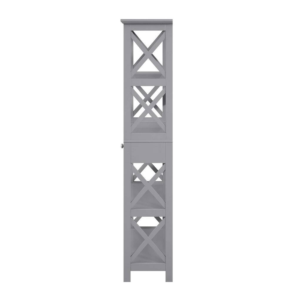 Gray Wood 5-Tier Bookcase with Drawer
