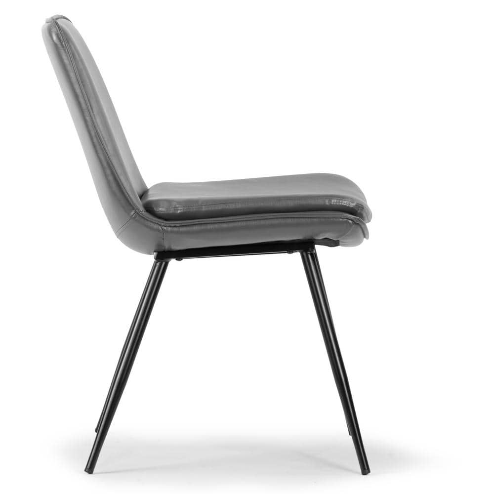 Avalon Gray Faux Leather Upholstered Side Chair with Metal Legs