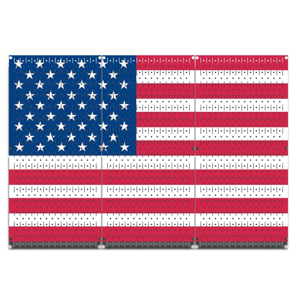 32 in. H x 48 in. W USA Flag Design Metal Pegboard 3 Panel Set price history on PriceWatchPro