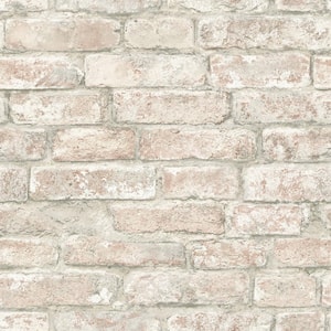 White Washed Denver Brick Brown Textured Wallpaper Sample