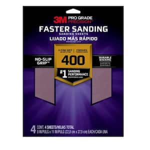 Pro Grade Precision 9 in. x 11 in. 400 Grit Faster Sanding Sheets with No-Slip Grip Backing (10-Pack)