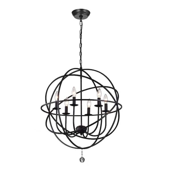 DESwan Modern 6-Light Black and Brown Finish Chandelier