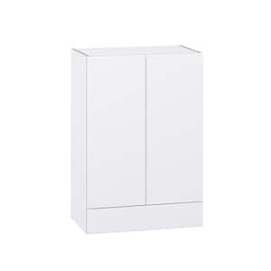 Fairhope Bright White Slab Assembled Wall Kitchen Cabinet with a Drawer (24 in. W x 35 in. H x 14 in. D)