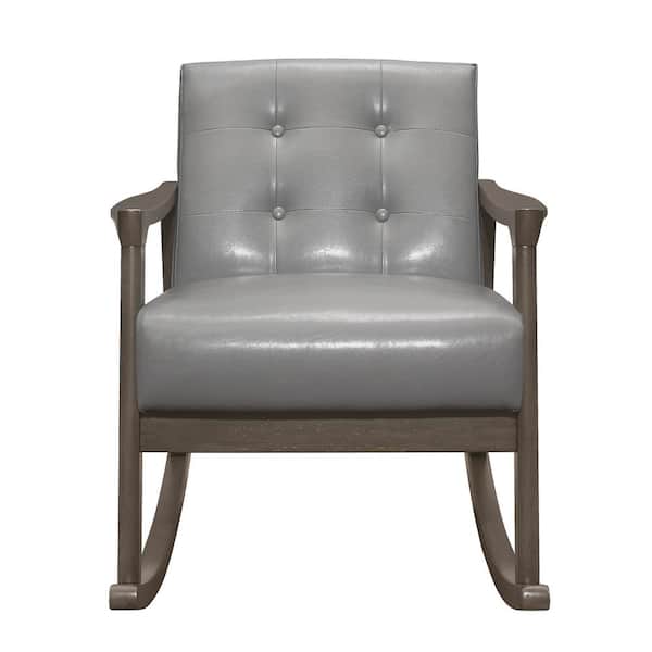 EVERGLADE HOME Odelle Gray Faux Leather Solid Wood Rocking Chair