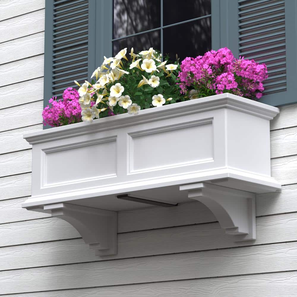 Fairfield White Polyethylene Decorative Window Box Brackets, 2-Pack