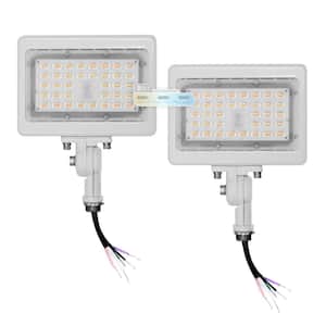 15-Watt 2250 Lumens White Outdoor Integrated LED Flood Light 1/2 in. Adjustable Knuckle Mount Security Light 3CCT (2-PK)