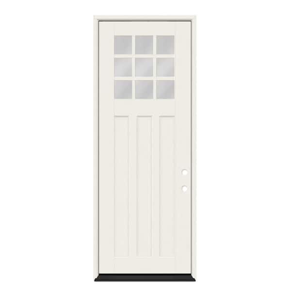 Regency 36 in. x 96 in. 1/4 9L-SDL Clear Glass LHIS Primed Fiberglass Prehung Front Door with 4-9/16 Jamb