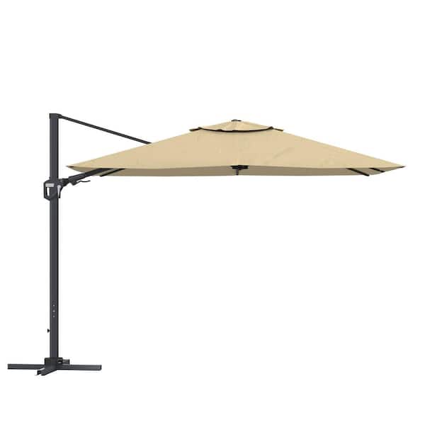 Clihome 11 ft. Square Cantilever Patio Umbrella with Waterproof and UV Resistant in Beige(without Umbrella Base)