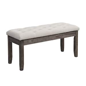 38 in. Button Tufted Upholstered Beige Ding Bench Entryway Shoe Bench